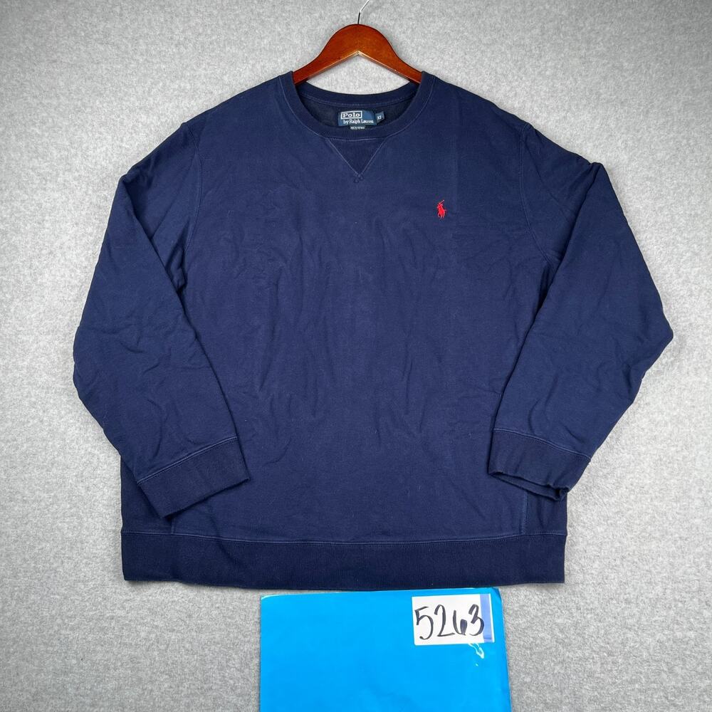 Polo Ralph Lauren Sweatshirt Navy Blue XL Red Pony Casual Long Sleeve Pullover
